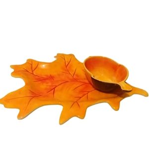 Ceramic Leaf Acorn Platter